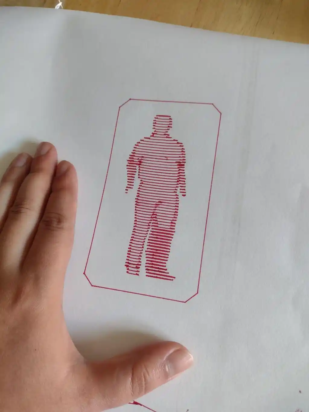 picture of an abstract drawing of a person by a pen plotter